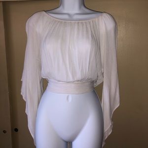 White crop top backless blouse